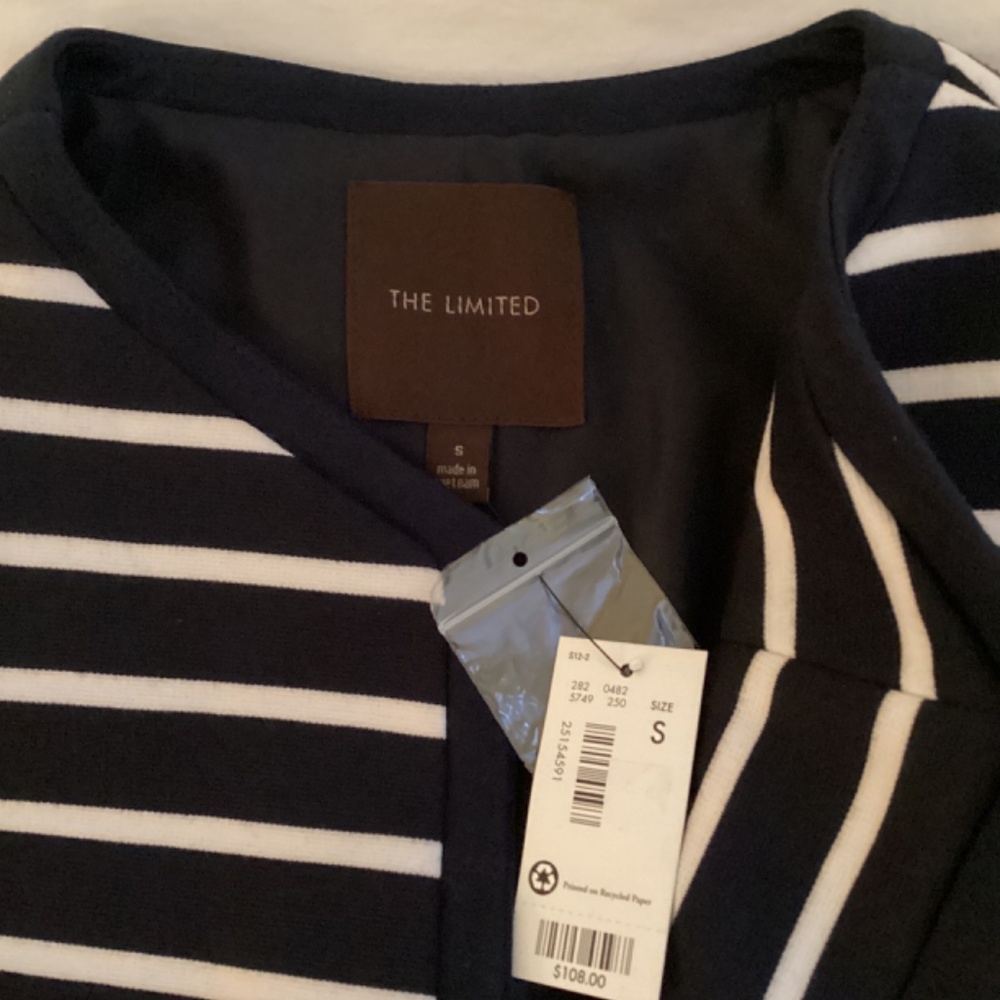 The Limited NWT navy blue / white striped blazer - Picture 2 of 4